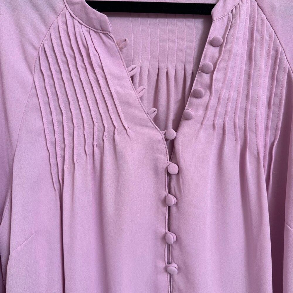 Torrid Georgette Light Pink Smocked Blouson Sleeve Blouse Size 0 Large - Picture 4 of 10